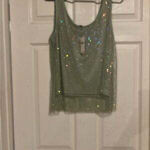 Anthropology women’s Sequin Embellished Green Tank Top